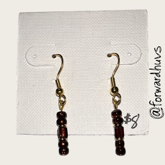 Bundle Sale 3 for $15 | Hand Crafted Red Bead Earrings – Gold Hook - Picture 6 of 7